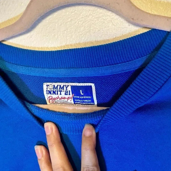 Tommyinnit Sweatshirt Mens  Large Blue Logo Limited Edition Casual Pullover - Picture 6 of 13